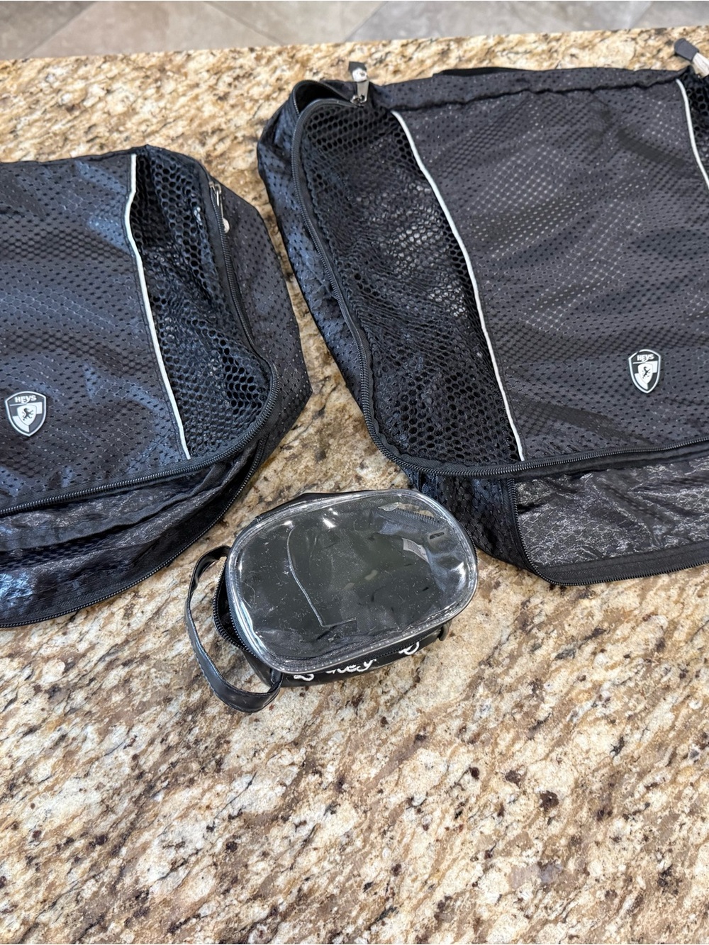 Black Women's Travel Packing Cubes with Clear Toiletry Pouch